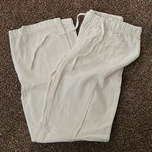 Wide leg elastic waist linen pant